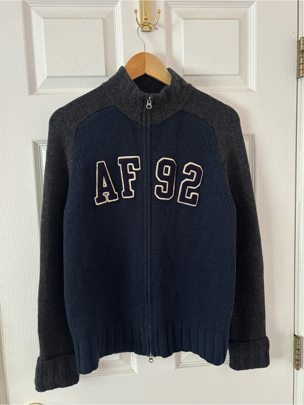 Vintage Y2K Abercrombie & Fitch A&F 92 Lambswool Full Zip Sweater S